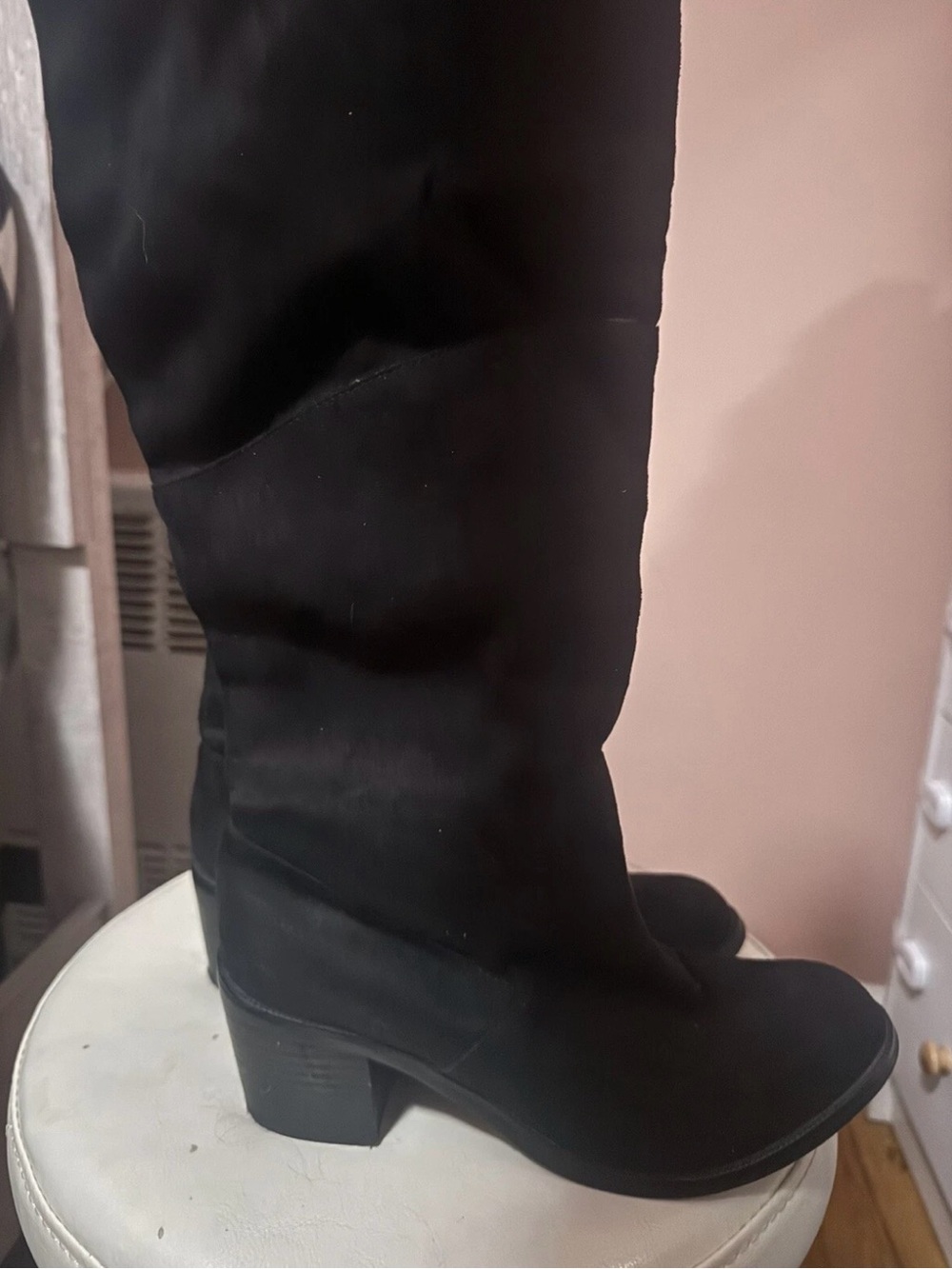 Black Knee-High Block Heel Women's Boots size 7 - Picture 2 of 4